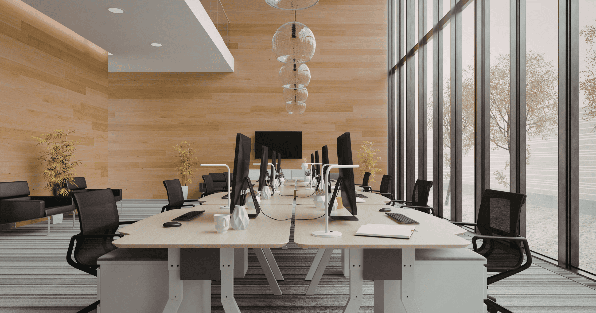 Modern commercial office with integrated audio and video technology