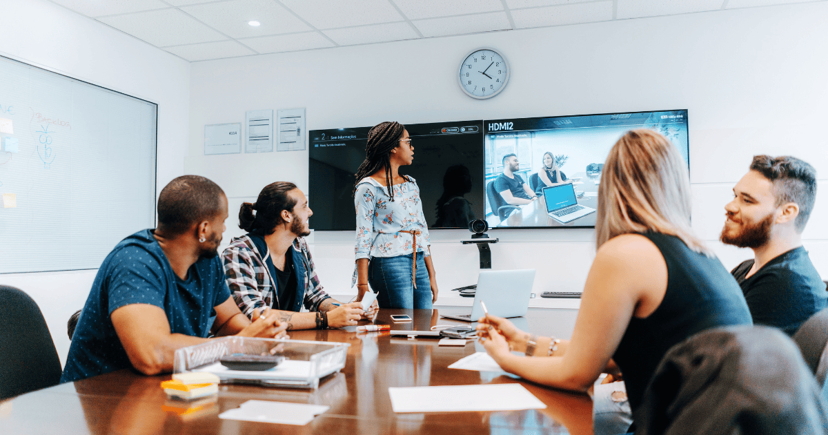 Business team using video conferencing technology in a meeting